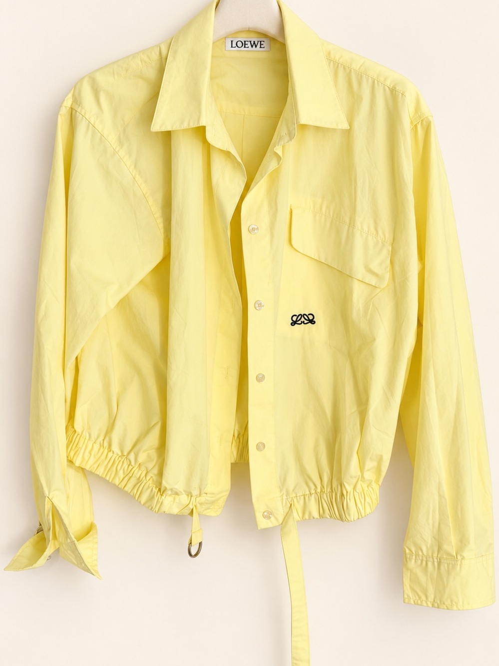 Loewe Pale Yellow Drawstring Hem Button-Front Utility Jacket